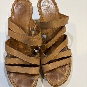 Born Cognac Strappy Leather Slide Sandal perfect comfort shoe